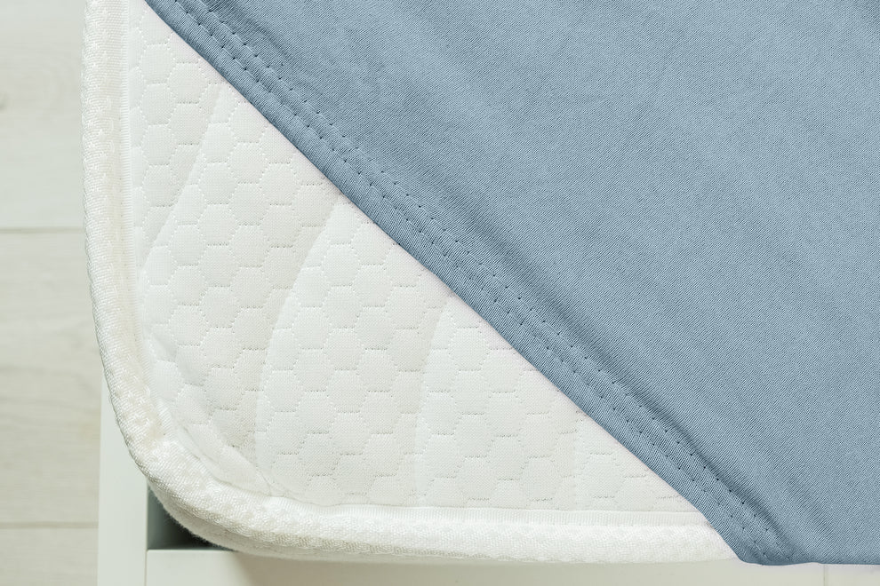 Cearceaf cu elastic din bumbac organic - Albastru