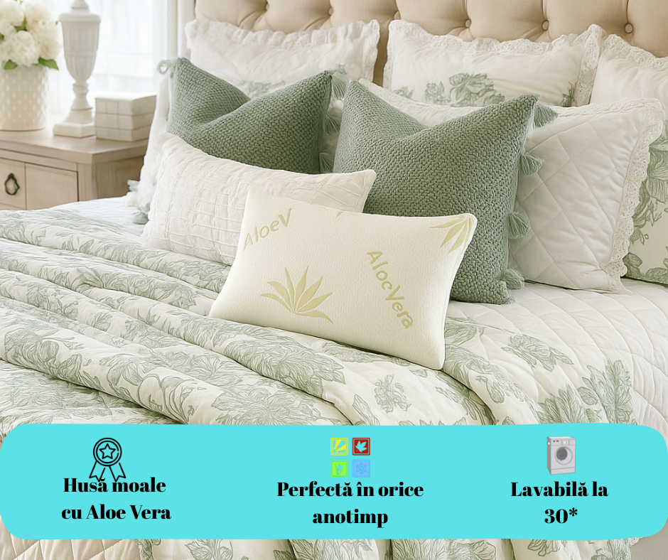 PERNA CERVICALA CU SPUMA DE MEMORIE - ALOE VERA