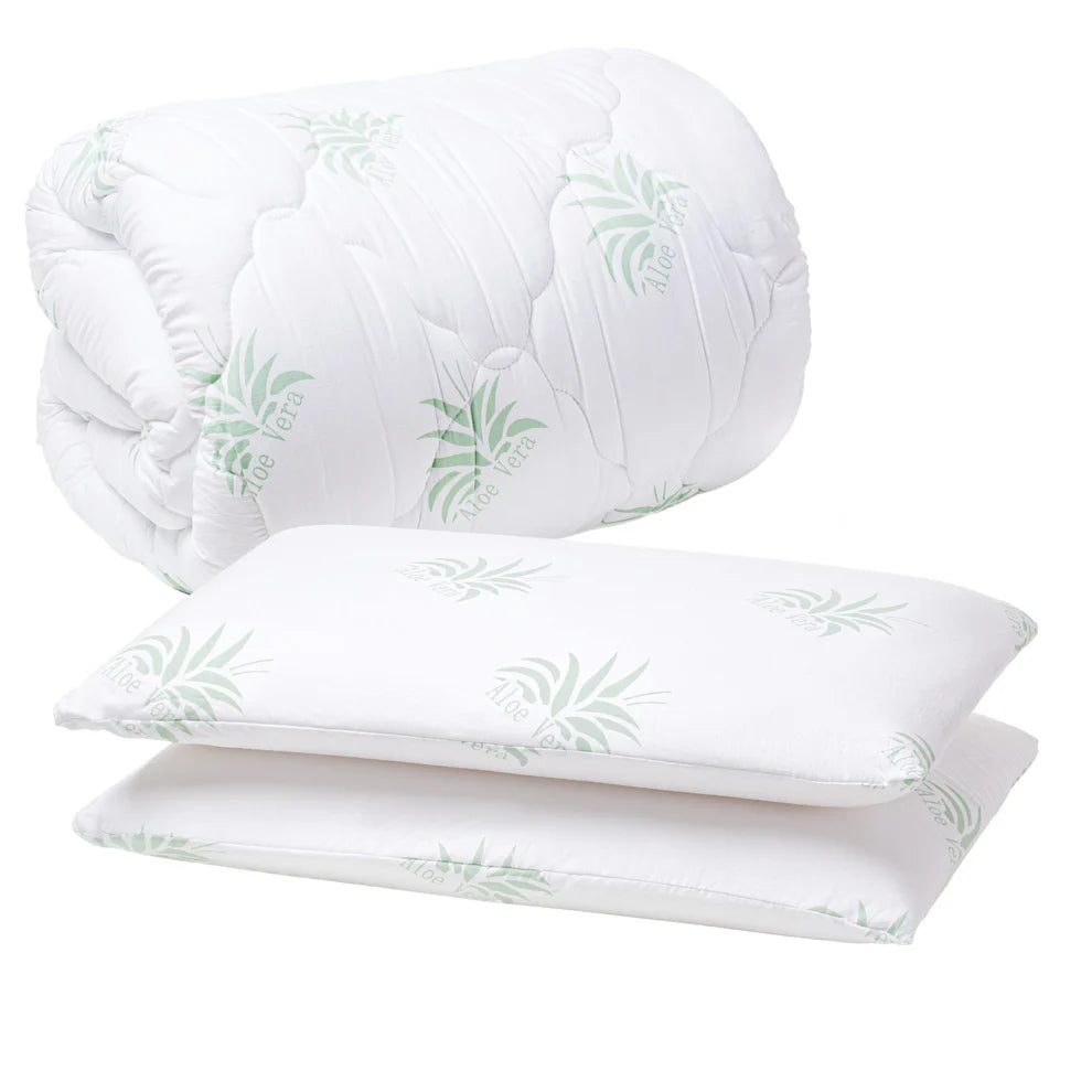 SET PILOTA ALOE VERA 200X200 + 2 PERNE SPUMA DE MEMORIE