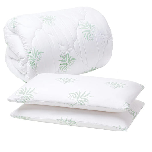 SET PILOTA ALOE VERA 200X200 + 2 PERNE SPUMA DE MEMORIE
