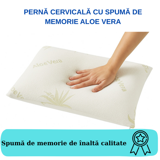 PERNA CERVICALA CU SPUMA DE MEMORIE - ALOE VERA
