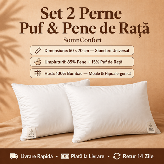 Set 2 perne puf de rata 50x70