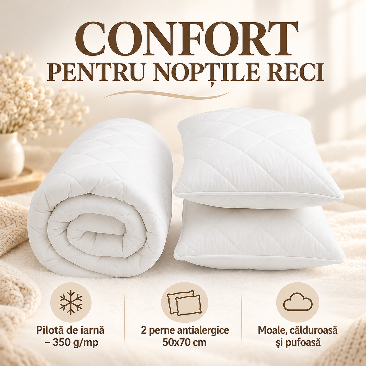 Pachet de Iarna - Pilota si Perne 50x70