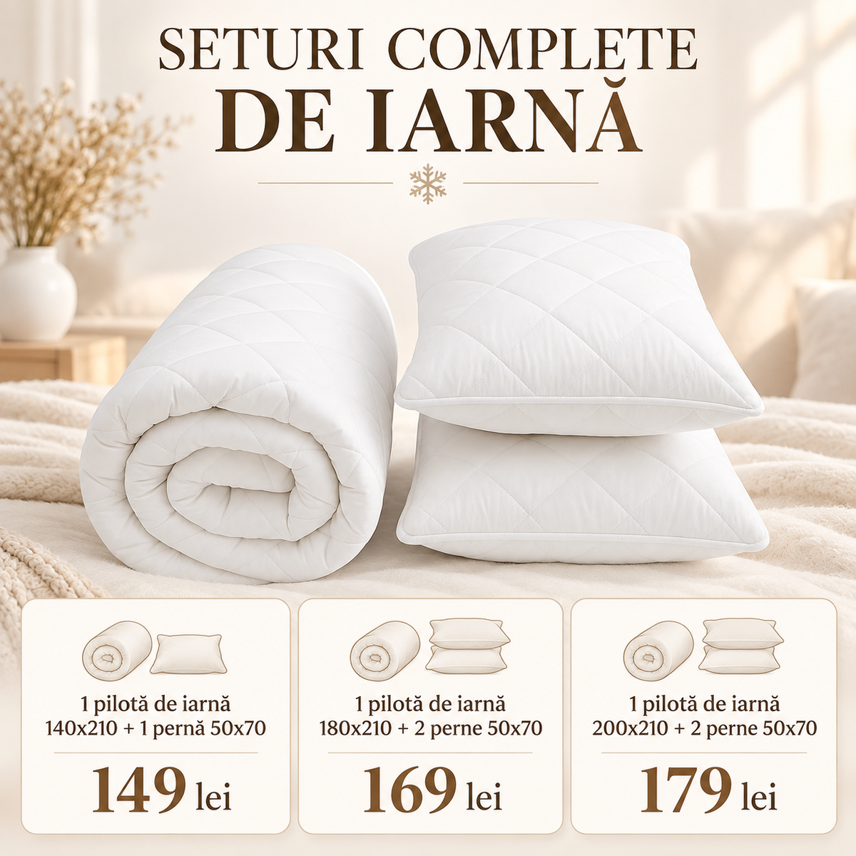 Pachet de Iarna - Pilota si Perne 50x70