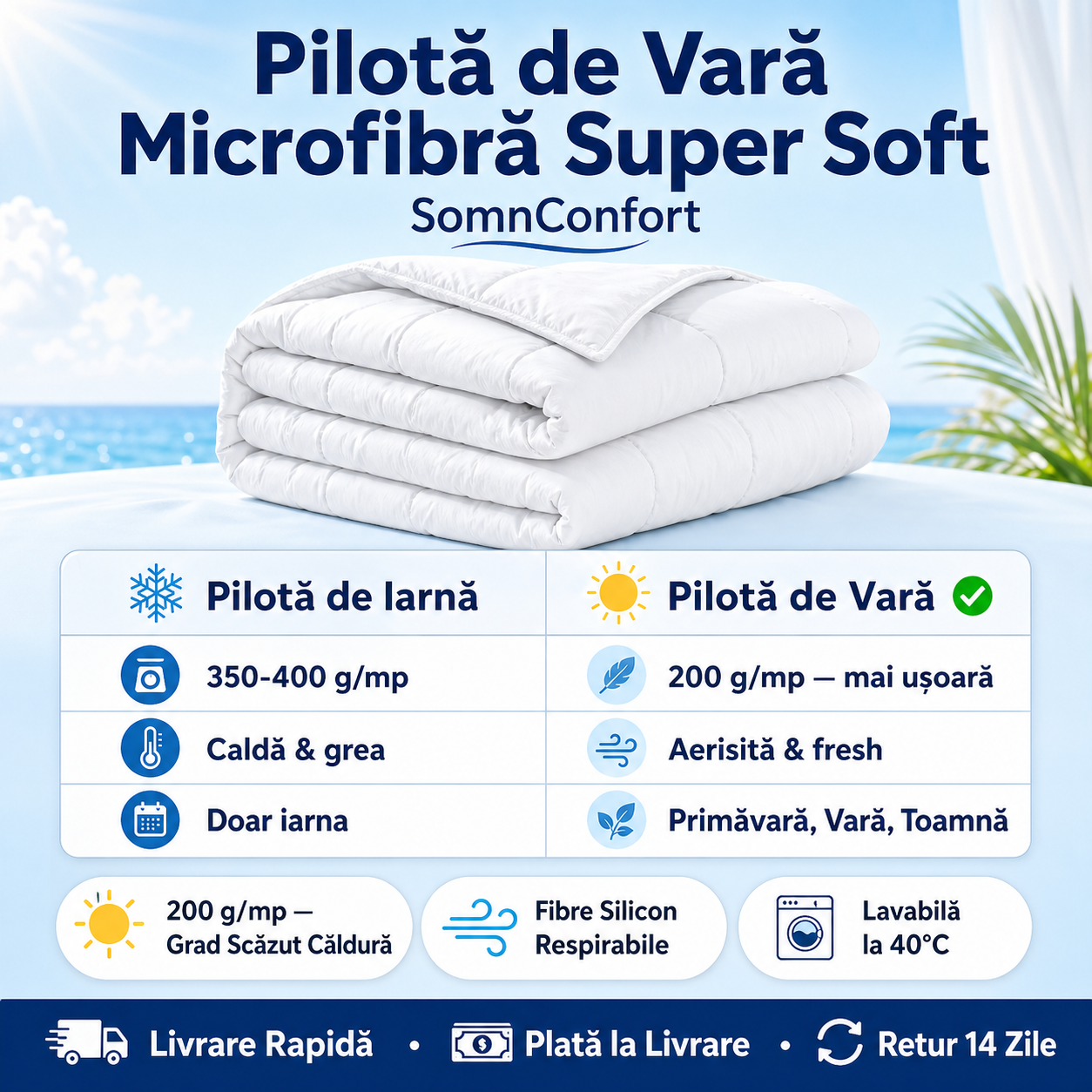 Pilotă de Vară din Microfibră Super Soft