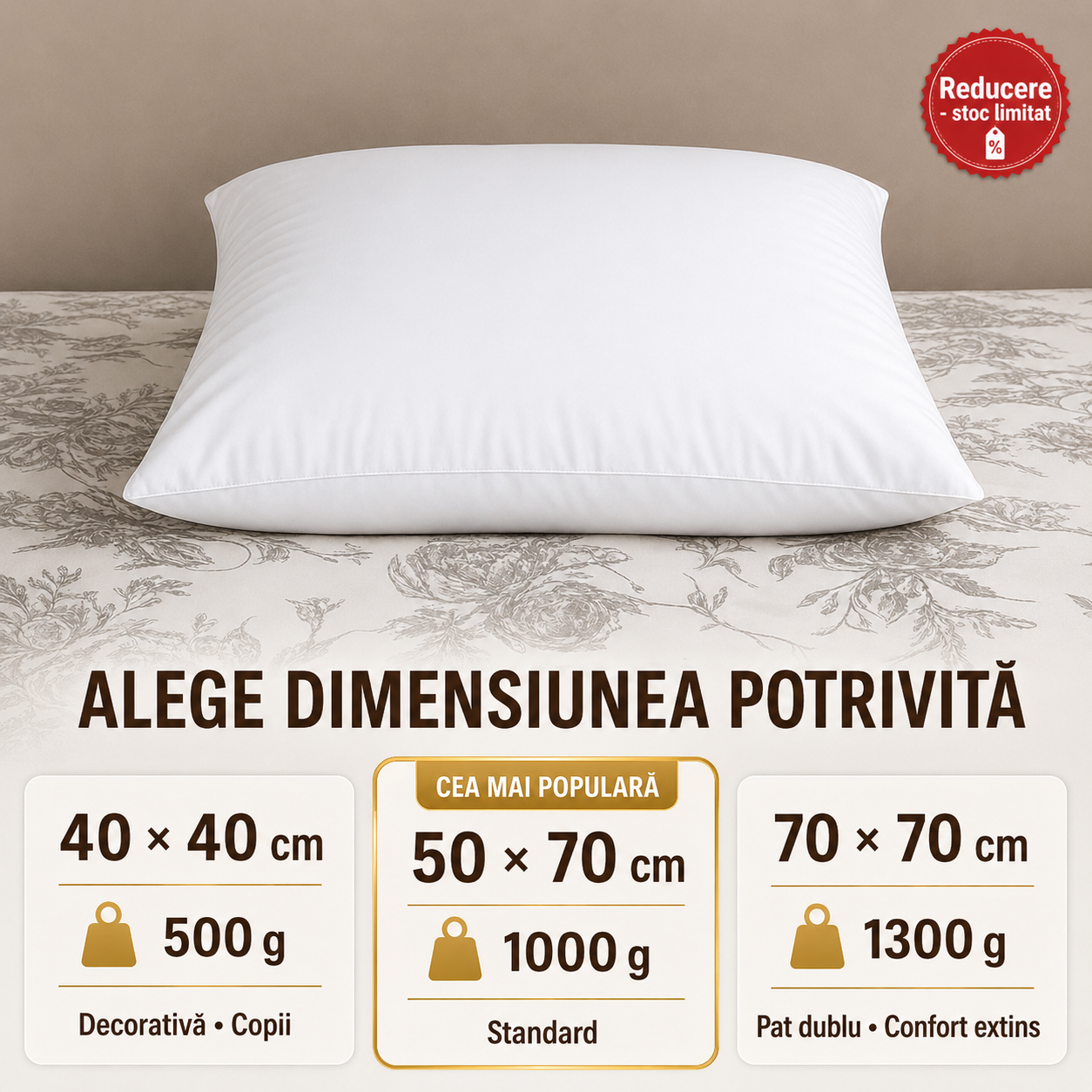 Pernă Hotelieră - puf și pene gască