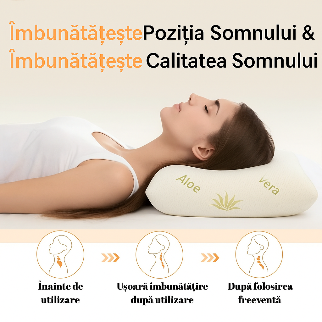 PERNA CERVICALA CU SPUMA DE MEMORIE - ALOE VERA