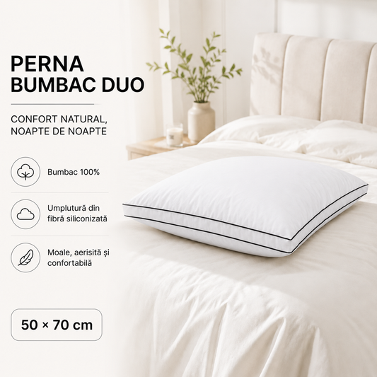 Perna Antialergica din Bumbac 100%  DUO 50x70