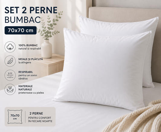 Set 2 fețe de pernă bumbac 70x70