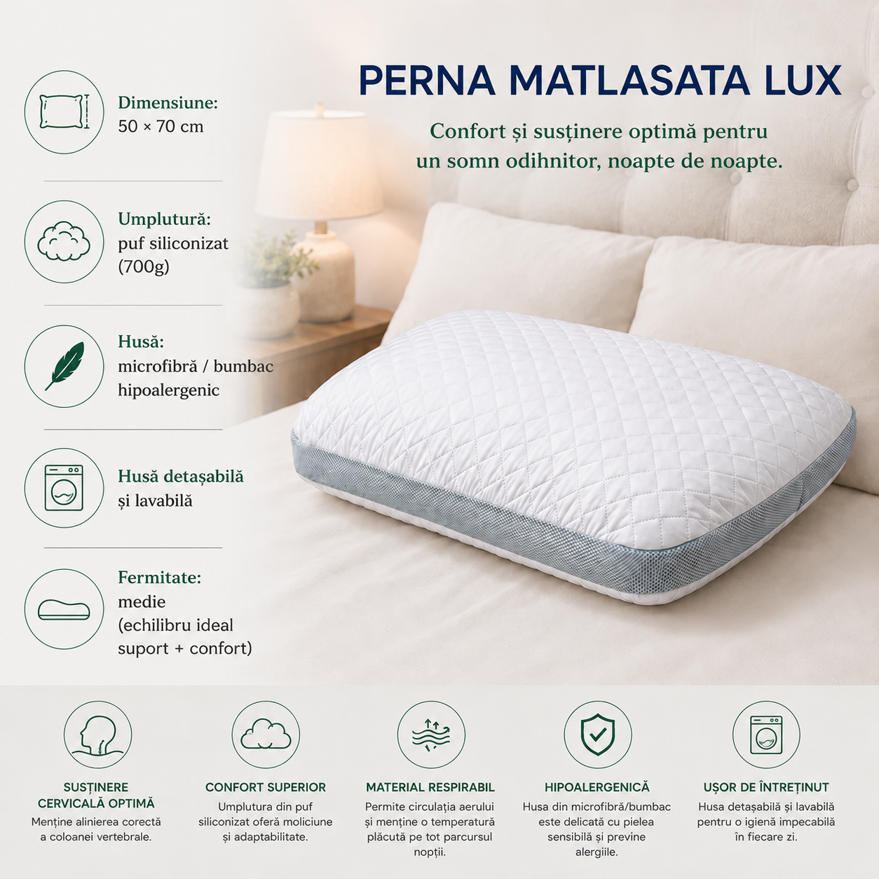 Perna Matlasata Lux tip Ortopedic